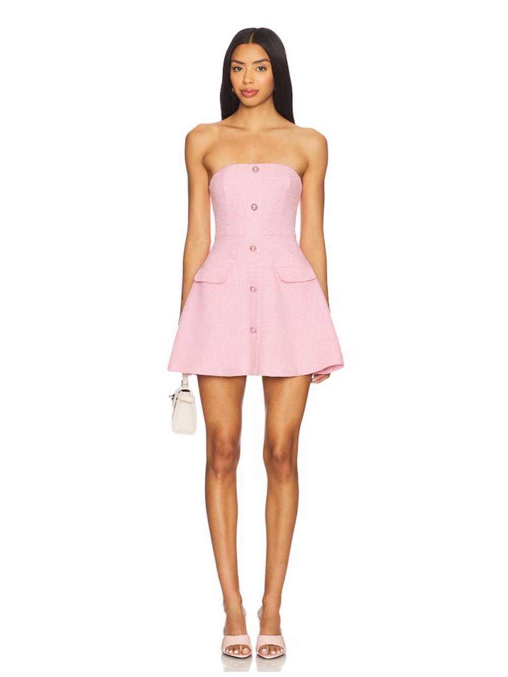 Revolve More to Come Anwen Pink Mini tweed strapless dress XS
